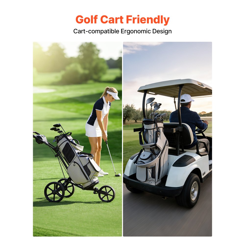 VEOVR Bolsa de Palos de Golf con Divisor Individual de 14 Vías, 7 Bolsillos de Almacenamiento, Bolsa de Golf de Poliéster, con Correas para Hombros, Soporte, Cubierta para Lluvia, para Adultos