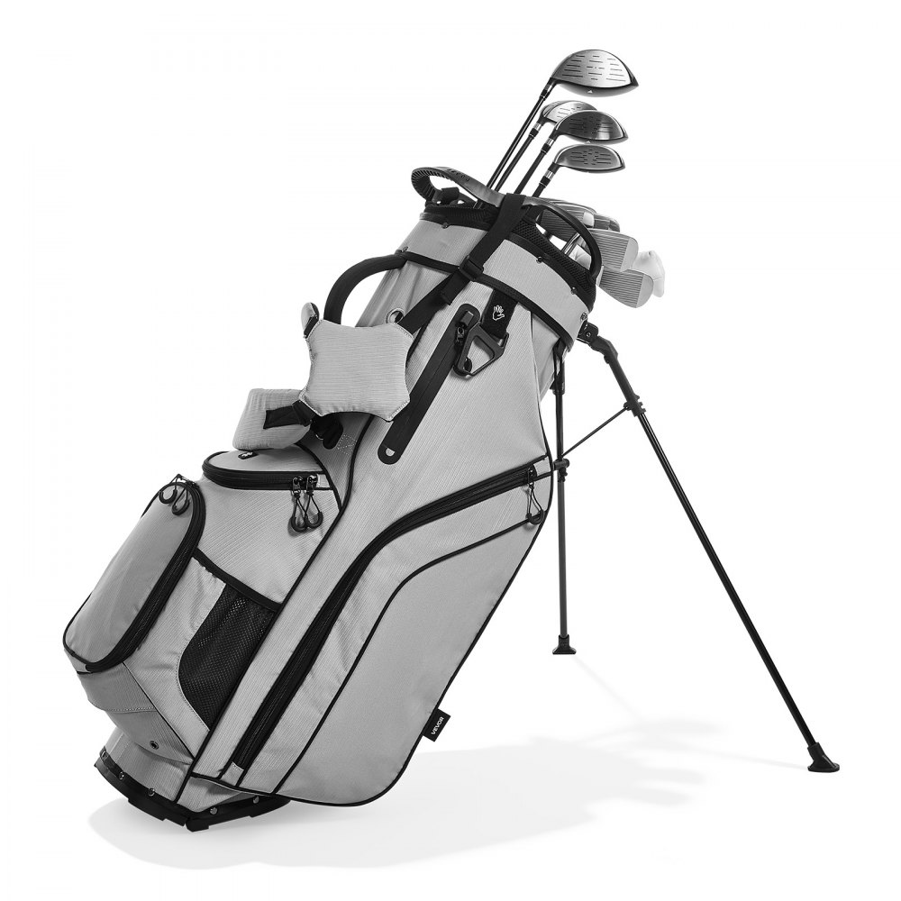 VEOVR Bolsa de Palos de Golf con Divisor Individual de 14 Vías, 7 Bolsillos de Almacenamiento, Bolsa de Golf de Poliéster, con Correas para Hombros, Soporte, Cubierta para Lluvia, para Adultos