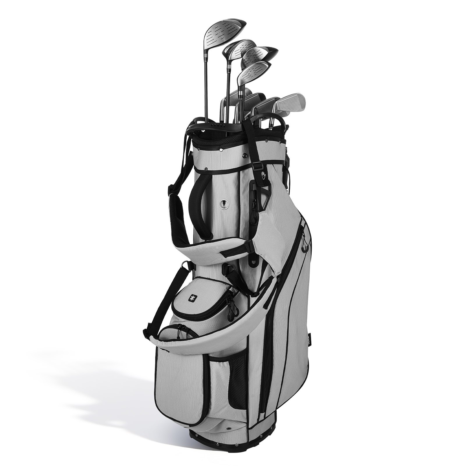 VEOVR Bolsa de Palos de Golf con Divisor Individual de 14 Vías, 7 Bolsillos de Almacenamiento, Bolsa de Golf de Poliéster, con Correas para Hombros, Soporte, Cubierta para Lluvia, para Adultos