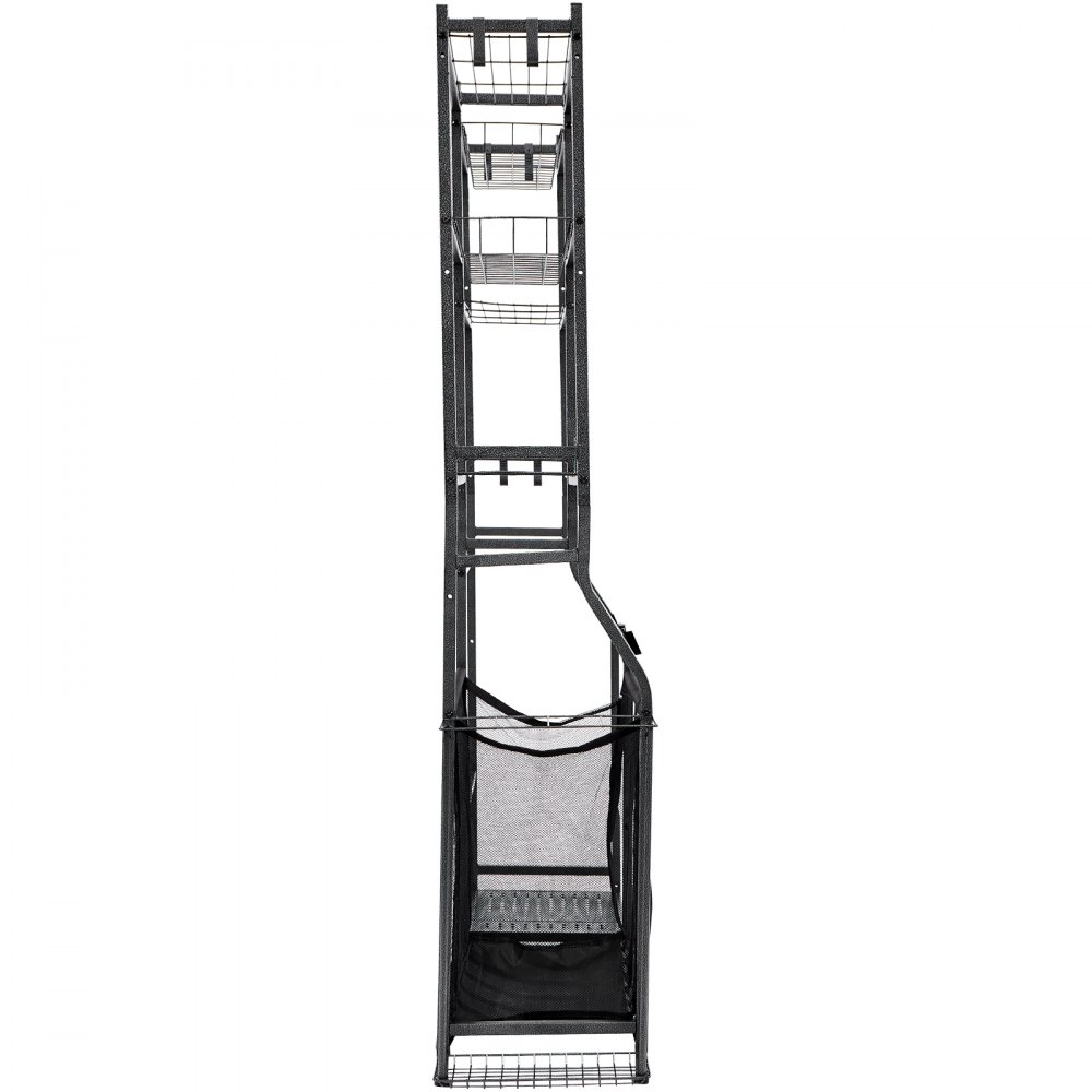 VEVOR Golf Bag Storage Suitable for 2 Golf Bags, Garage Organizer with 2 Wire Baskets, 2 Dividers, Black Golf Bag Stand for Golf Clubs, Golf Balls, Golf Equipment Accessories etc.