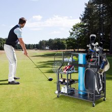 VEVOR Organizador de Equipos de Golf para 2 Bolsas de Palos con Ganchos, Negro