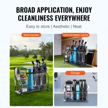 VEVOR Organizador de Equipos de Golf para 3 Bolsas de Palos con Ganchos, Negro