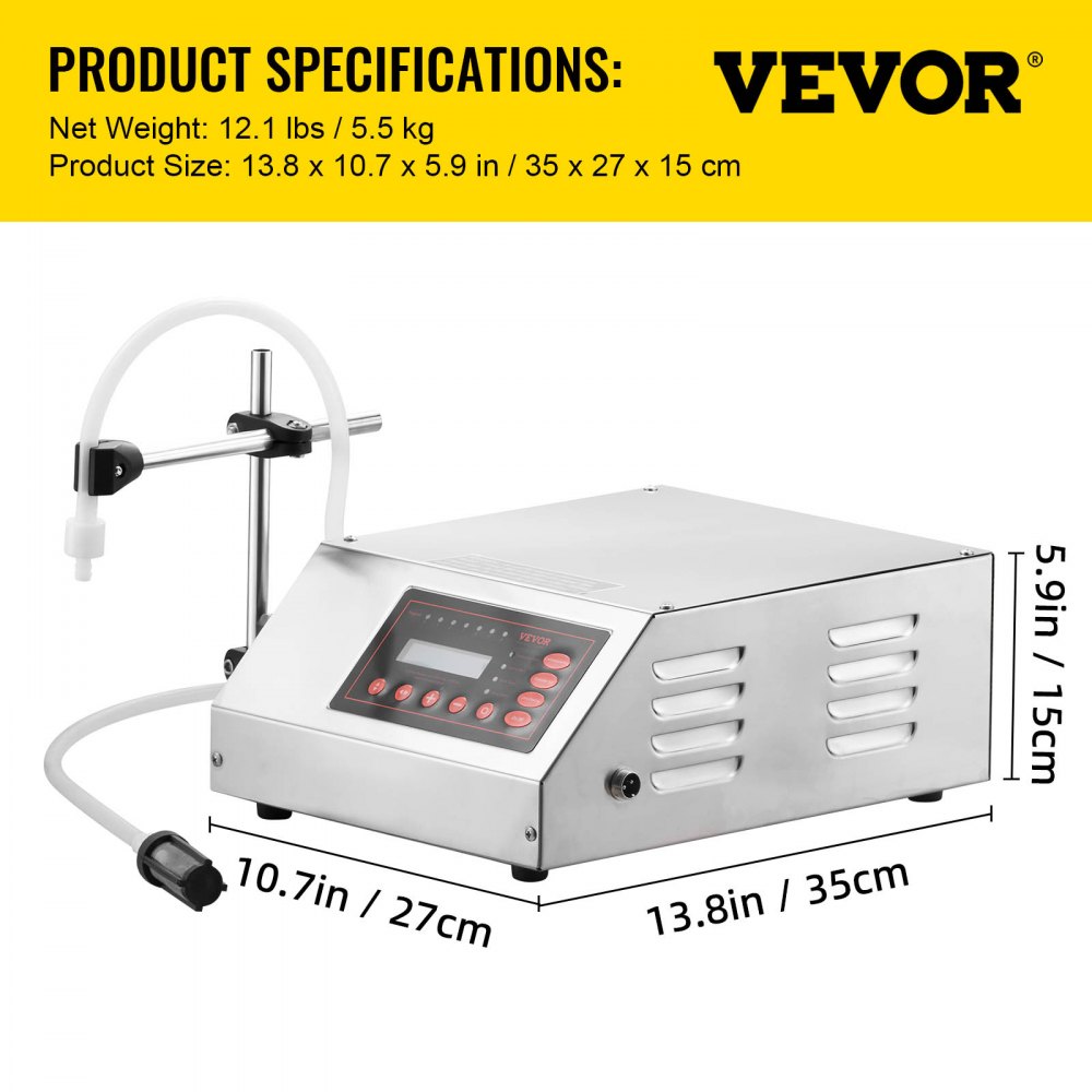 VEVOR GFK-160 Liquid Filling Machine 5-3500 ml 30W Liquid Filling Machine Filler Liquid Filling Machine