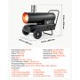 VEVOR Calefactor de Queroseno 20 kW 1100 m³/h Calentador de Aire Forzado, con Depósito de 38 L, Hasta 20 h de Uso, Termostato, Pantalla Digital, Manómetro y Ruedas para Garajes, Talleres y Almacenes