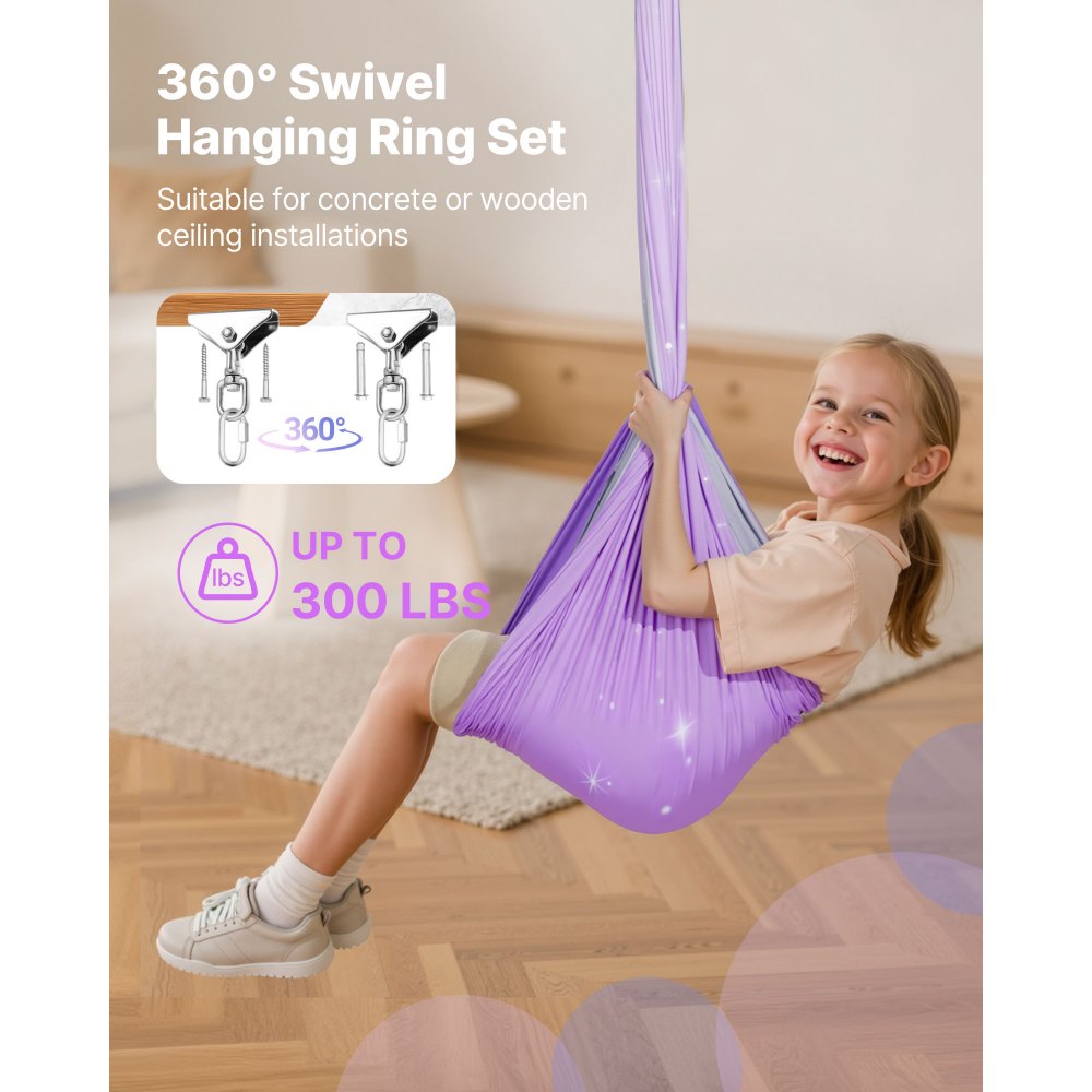 VEVOR Conjunto de Hamaca de Yoga Aérea, Fabricado con Tejido de Doble Capa, con Suspensión Giratoria de 360° y Arnés en Forma de O, con Una Capacidad de Carga Máxima de 136,07 kg, Rosa y Azul