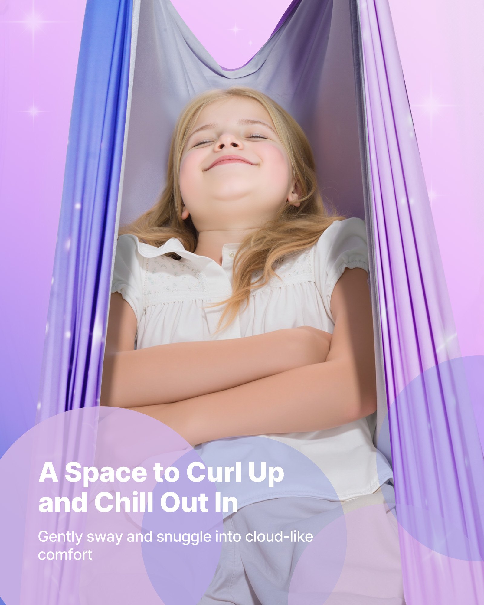 VEVOR Sensory Swing, Double-Layer Fabric Sensorys Hammock, Indoor & Outdoor Sensory Swing with 360° Swivel Hanger, O-Sling, Holds up to 136.07 kg, Adjustable Aerial Yoga, Ceiling Swings for Kids