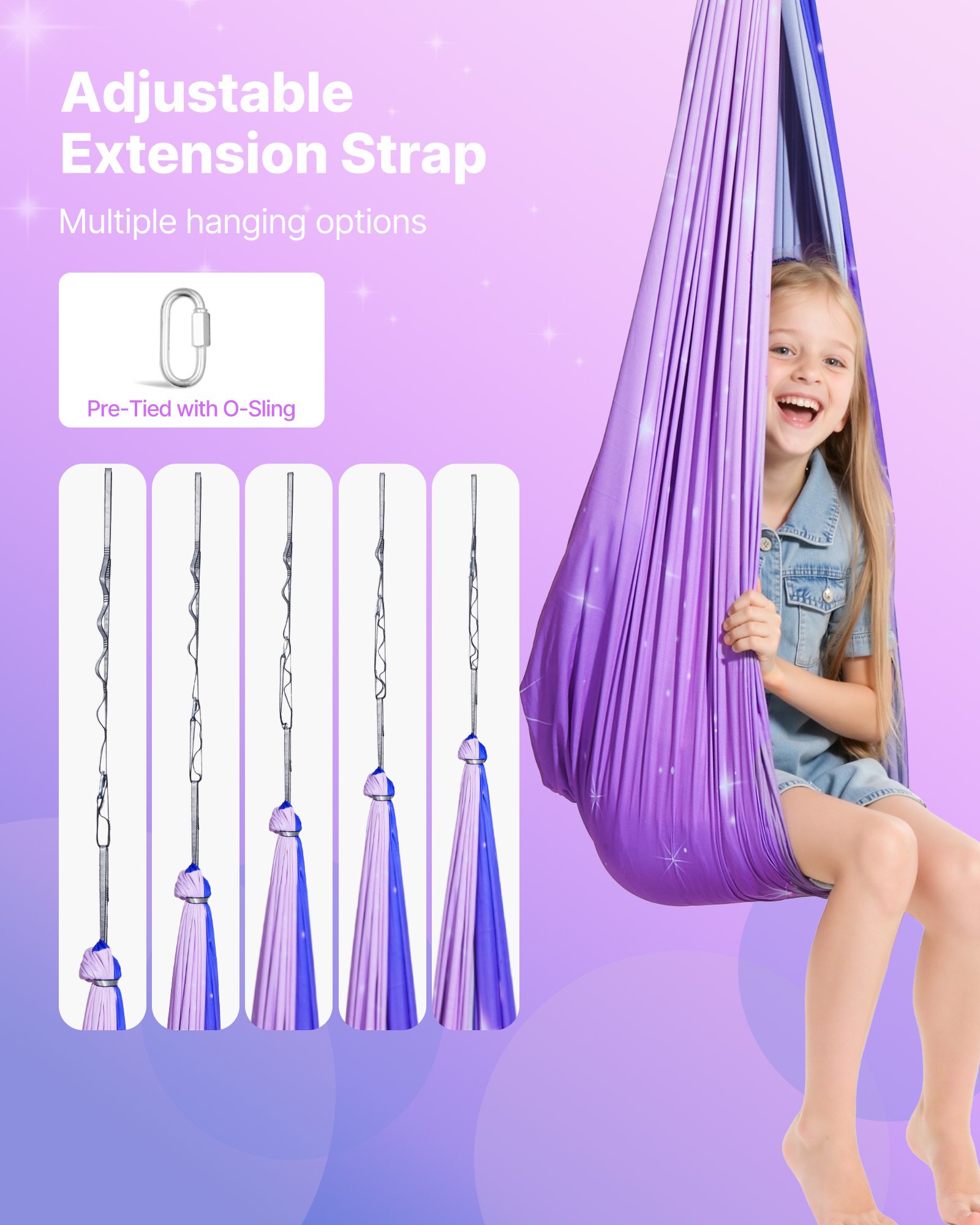 VEVOR Conjunto de Hamaca de Yoga Aérea, Fabricado con Tejido de Doble Capa, con Suspensión Giratoria de 360° y Arnés en Forma de O, con Una Capacidad de Carga Máxima de 136,07 kg, Rosa y Azul