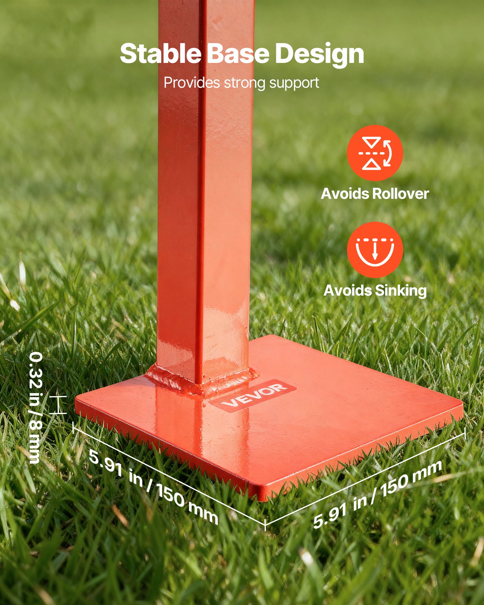 VEVOR Extractor de Postes en T de 812,8 mm, con Cadena de Elevación de 1092,2 mm, Acero Inoxidable, para Extraer Postes en T de Cercas Redondas, y Tocones de Árboles, Carga de 300 kg, Naranja