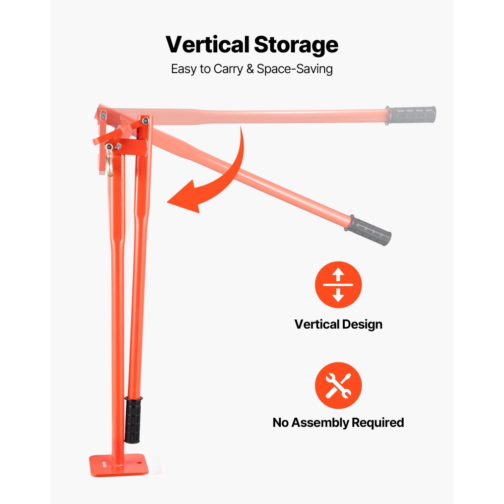 VEVOR Extractor de Postes en T de 914 mm, Carga de 300 kg, para Postes de Valla Redondos, los de Señalización y Tocones de Árboles, Cadena de Elevación no Incluida, 914 x 150 x 150 mm, Naranja