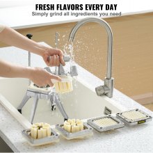 VEVOR Cortador de Verduras de Multifunción Profesional Manual con 4 Cuchillas de Acero Inoxidable 12,7/6,4/9,5 mm y 6 Cuchillas de Repuesto para Rebanar Palitos de Frutas Restaurante de Cocina