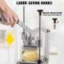 VEVOR Picadora Manual Profesional de Patatas Fritas Cortador Multifunción de Verduras 4 Cuchillas de Acero Inoxidable Cortador de 6 Cuartos Rodajas de Patata Palitos de Fruta para Cocinas Restaurantes