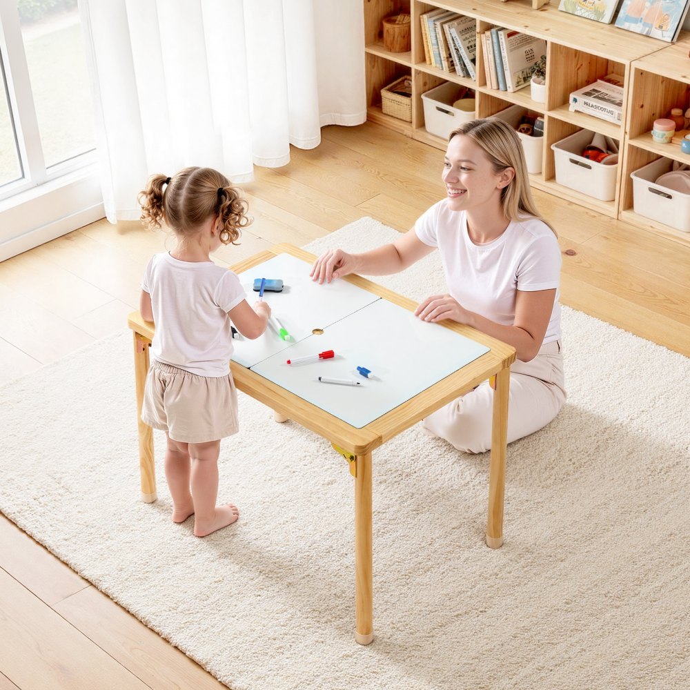 VEVOR Mesa Sensorial para Niños Plegable, Mesa de Madera de Actividades Infantil, con Tablerode Dibujo de Doble Cara Cajas de Almacenamiento, Multifuncional para Juegos Educación Exploración de Niños