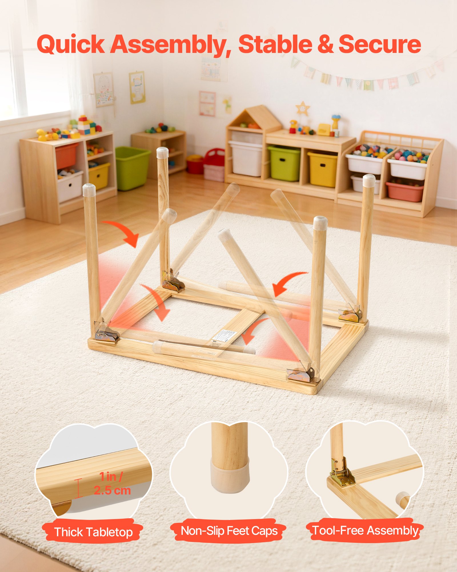 VEVOR Mesa Sensorial para Niños Plegable, Mesa de Madera de Actividades Infantil, con Tablerode Dibujo de Doble Cara Cajas de Almacenamiento, Multifuncional para Juegos Educación Exploración de Niños