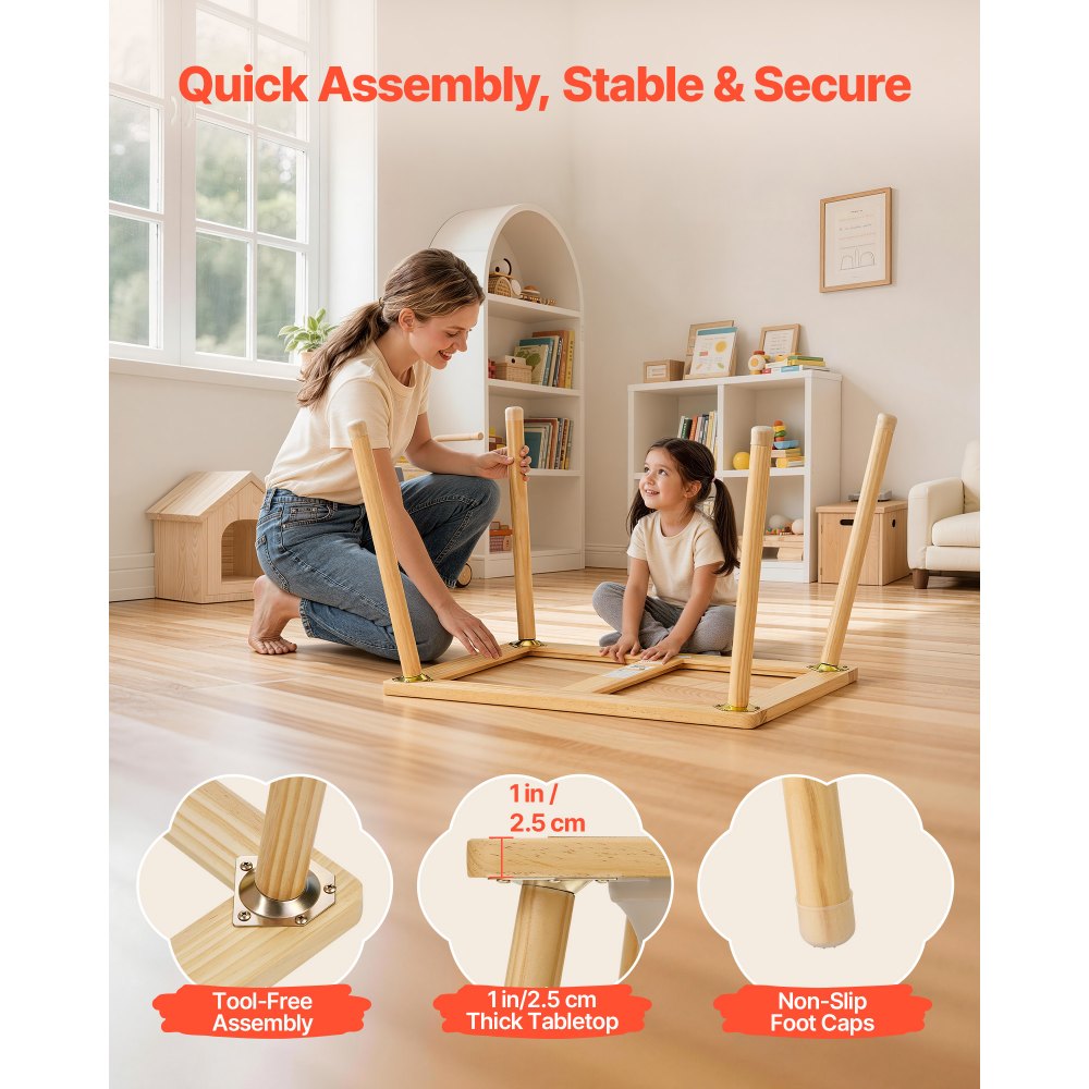 VEVOR Mesa Sensorial Infantil, Mesa de Madera de Actividades para Niños, con Rotuladores y Letras Magnéticas, 3 Contenedores de Almacenamiento, Patas Antideslizantes, para Leer Jugar Dibujar Comer