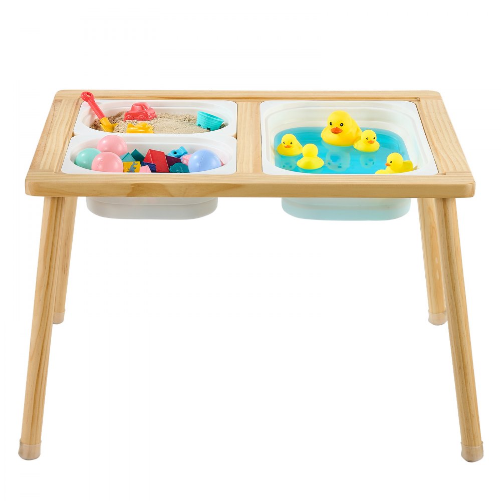 VEVOR Mesa Sensorial Infantil, Mesa de Madera de Actividades para Niños, con Rotuladores y Letras Magnéticas, 3 Contenedores de Almacenamiento, Patas Antideslizantes, para Leer Jugar Dibujar Comer