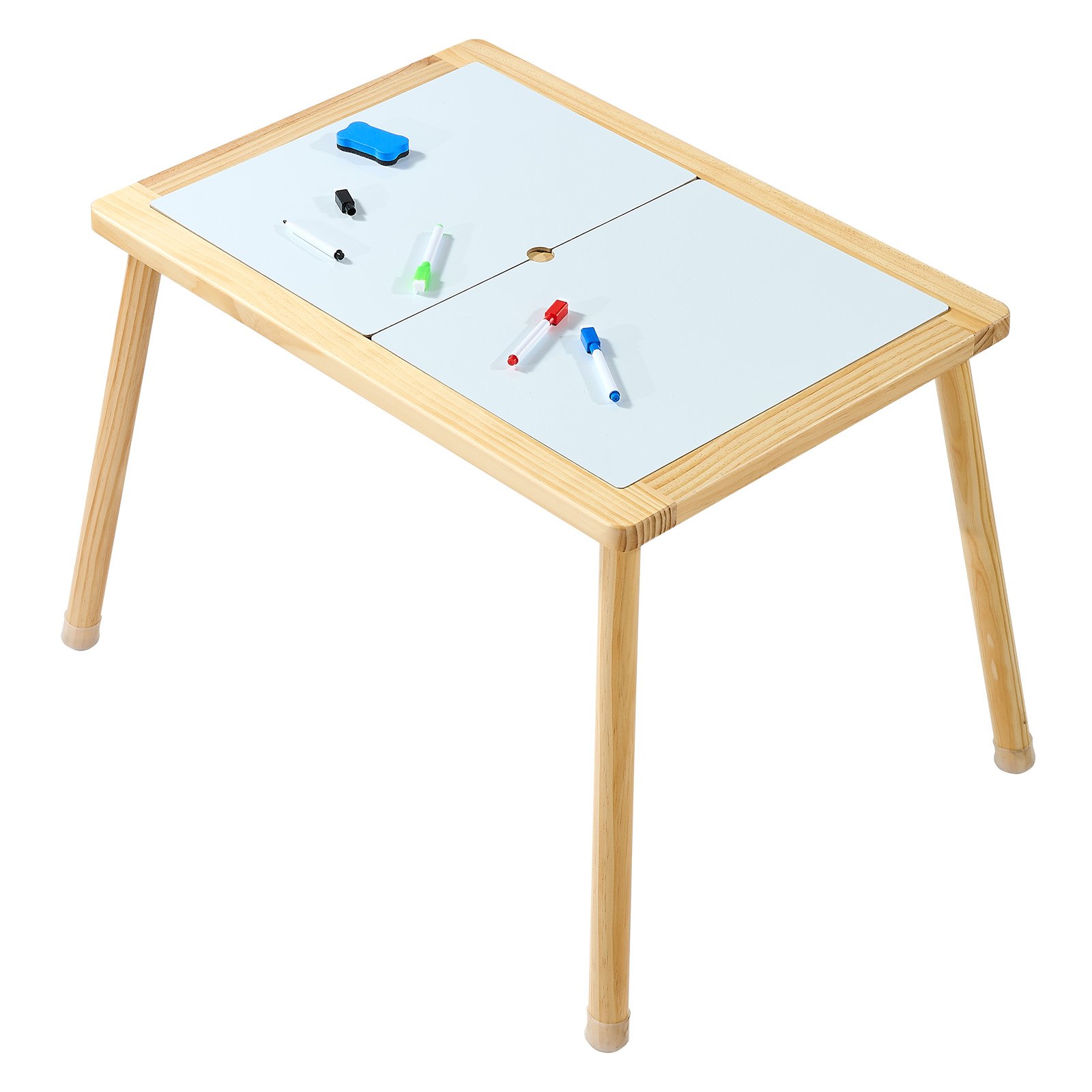 VEVOR Mesa Sensorial Infantil, Mesa de Madera de Actividades para Niños, con Rotuladores y Letras Magnéticas, 3 Contenedores de Almacenamiento, Patas Antideslizantes, para Leer Jugar Dibujar Comer