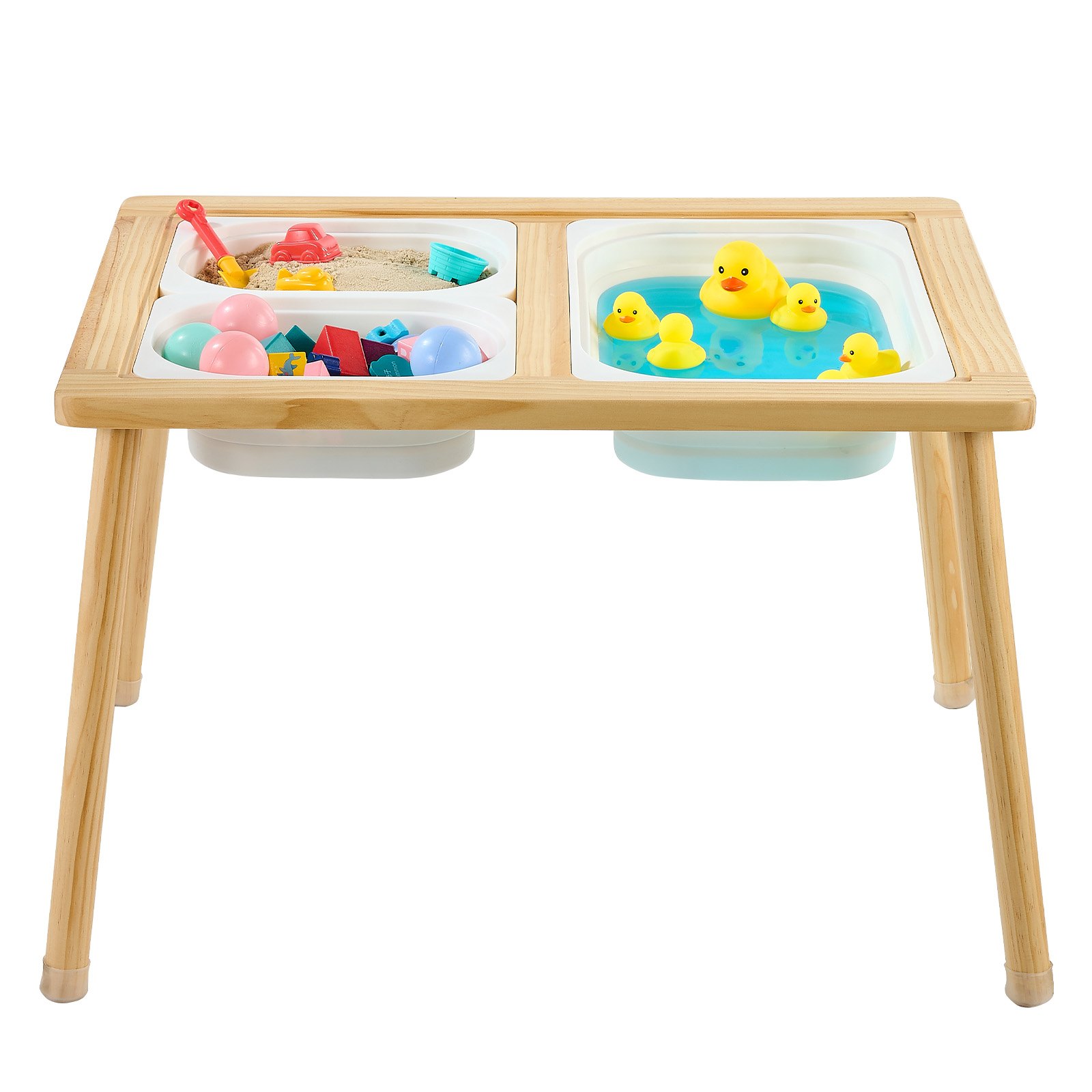VEVOR Mesa Sensorial Infantil, Mesa de Madera de Actividades para Niños, con Rotuladores y Letras Magnéticas, 3 Contenedores de Almacenamiento, Patas Antideslizantes, para Leer Jugar Dibujar Comer