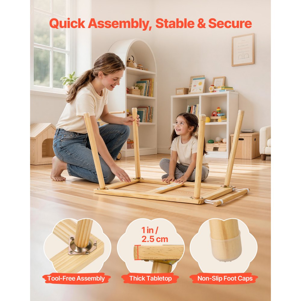 VEVOR Mesa Sensorial Infantil, Mesa de Madera de Actividades para Niños, con 2 Taburetes Tablero de Doble Cara y Cajas de Almacenamiento, Patas Antideslizantes, Multifuncional para Juegos Exploración