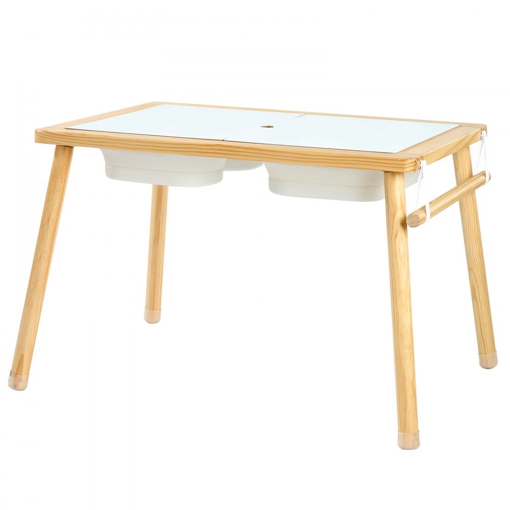 VEVOR Mesa Sensorial Infantil, Mesa de Madera de Actividades para Niños, con 2 Taburetes Tablero de Doble Cara y Cajas de Almacenamiento, Patas Antideslizantes, Multifuncional para Juegos Exploración