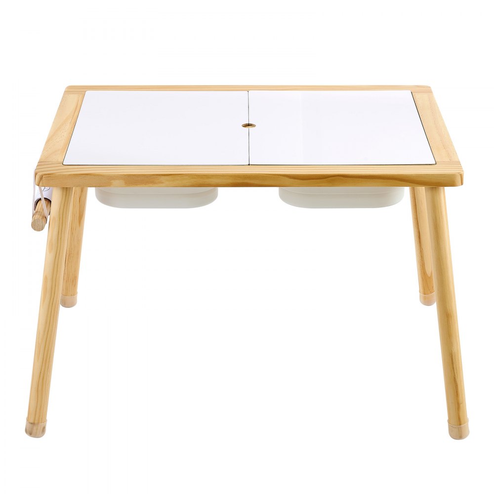 VEVOR Mesa Sensorial Infantil, Mesa de Madera de Actividades para Niños, con 2 Taburetes Tablero de Doble Cara y Cajas de Almacenamiento, Patas Antideslizantes, Multifuncional para Juegos Exploración
