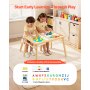 VEVOR Mesa Sensorial Infantil, Mesa de Madera de Actividades para Niños, con 2 Taburetes Tablero de Doble Cara y Cajas de Almacenamiento, Patas Antideslizantes, Multifuncional para Juegos Exploración