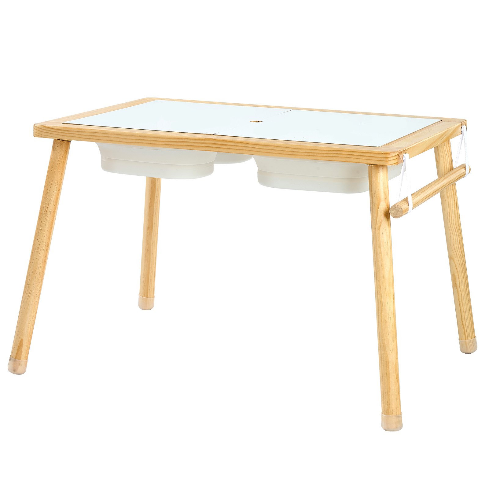 VEVOR Mesa Sensorial Infantil, Mesa de Madera de Actividades para Niños, con 2 Taburetes Tablero de Doble Cara y Cajas de Almacenamiento, Patas Antideslizantes, Multifuncional para Juegos Exploración