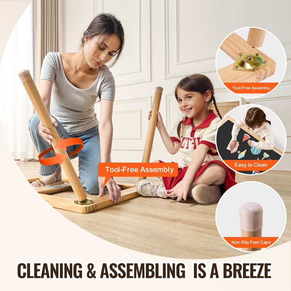 VEVOR Mesa Sensorial de Madera para Niños, Mesa de Actividades con 3 Contenedores de Almacenamiento Plegables y Tablero de Doble Cara, Mesa Sensorial de Agua y Arena para Juegos para Niños