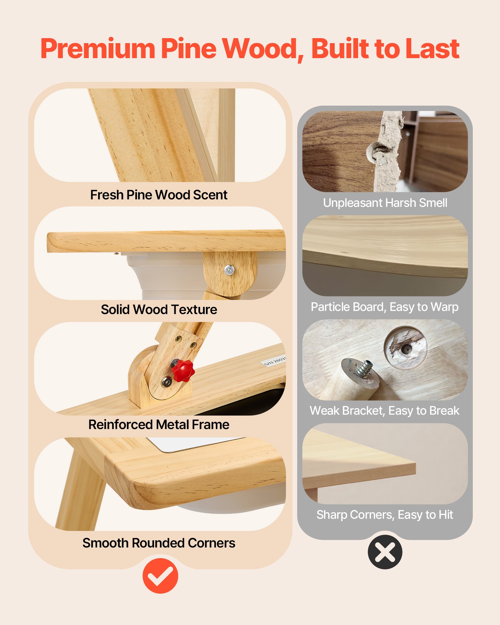VEVOR Mesa Sensorial Infantil, Mesa de Madera de Actividades para Niños, con Tablero de Doble Cara y Cajas de Almacenamiento, Caballete Multifuncional para Niños, para Juegos de Agua y Arena Dibujar