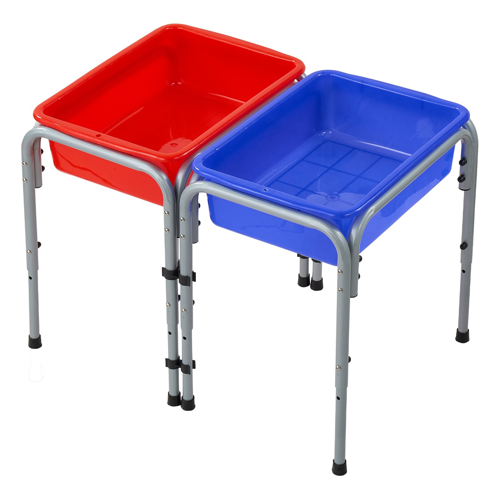 VEVOR Mesa Sensorial Infantil, Mesa de Juego de Agua y Arena para Niños de 3-6 Años, 3 Alturas Ajustables, 2 Cajas Desmontables, Patas Antideslizantes, Acero al Carbono, para Actividades al Aire Libre