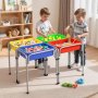 VEVOR Mesa Sensorial Infantil, Juegos de Agua y Arena para Niños de 3-6 Años, Altura Ajustable, Patas Antideslizantes, 4 Cajas Desmontables, Marco de Acero al Carbono, Mesa para Exploración Educación