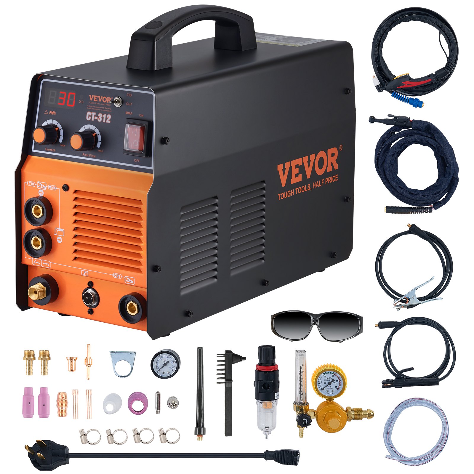 VEVOR Máquina de Soldadura por Plasma 3 en 1 Máquina Combinada de Corte por Plasma TIG/MMA CT-312 Cortadora de Plasma de 30 A Soldadora TIG de 120 A y Soldadora de Varilla de 120 A