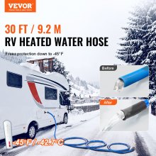 VEVOR Manguera de Agua Potable Calentada 9,1 m para RV Anticongelante -42,7 °C