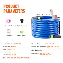 VEVOR Manguera de Agua Potable Calentada 15,2 m para RV Anticongelante -42,7 °C