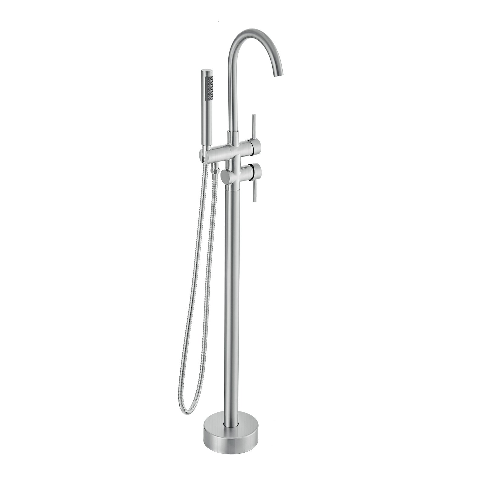 VEVOR Grifo para Bañera con Pedestal de 47" Mezclador de Ducha para Montaje en Piso Relleno para Bañera con Pedestal 2 Modos de Agua Caño Giratorio de 360° para Baño, Ducha, Limpieza de Desagües