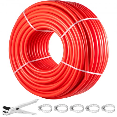VEVOR Tubo PEX (Barrera sin Oxígeno) 1", Tubería Multicapa de Color Rojo, Tubo Multicapa 500 Pies, Tubo Conector Multicapa para Grapado (entre Viguetas) Suelo Radiante y Sistemas de Fusión de Hielo