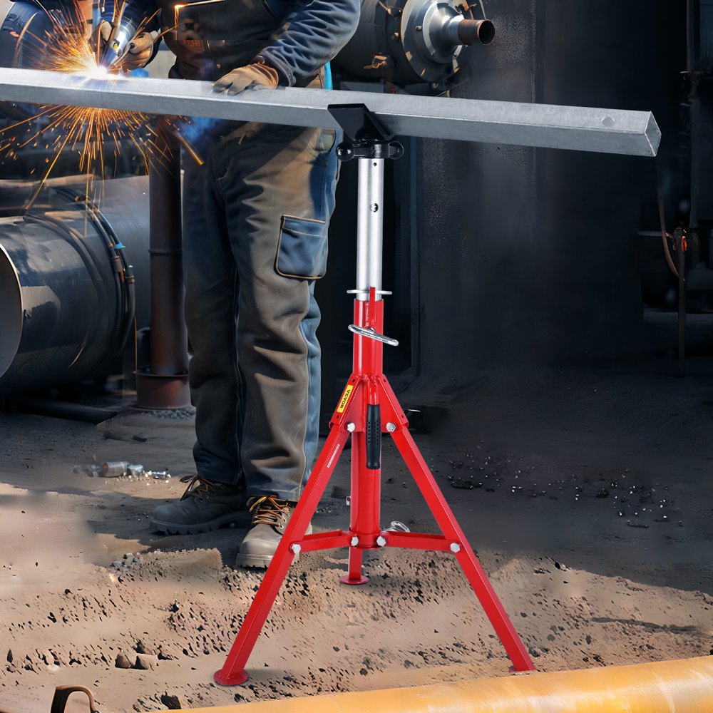 VEVOR Soporte de Tubo Alto con Cabeza en V Plegable Capacidad de Tubo 30 cm, Altura 71-132 cm Capacidad de 2 T