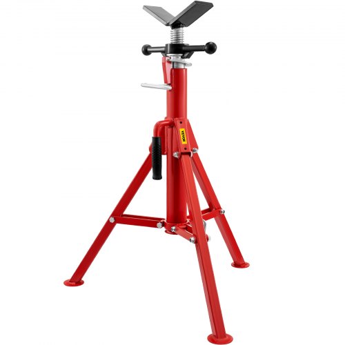 VEVOR Soporte para tubos con cabezal en V 1/8"-12" altura ajustable 28"-52" soporte para gato para tubos Capacidad de carga de 1134 kg soportes de tubo plegable portátil carcasa de acero al carbono