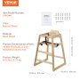 VEVOR Trona para bebé Silla de madera para niños pequeños Asiento elevador portátil para bebé Natural