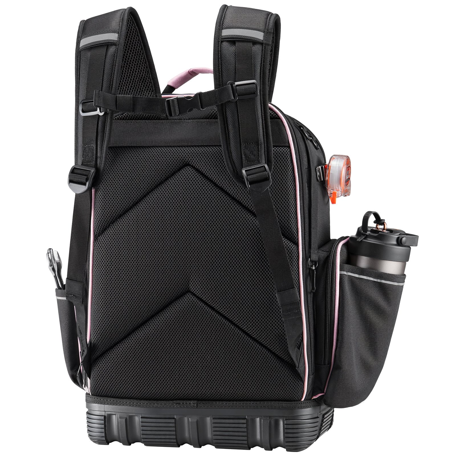 VEVOR Mochila para Herramientas, Mochila de Trabajo 330 x 200 x 490 mm con 56 Bolsillos, Compartimento para Portátil y Base Moldeada, Organizador de Herramientas para Electricistas, Reparadores