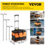 VEVOR Bolsa de Herramientas con Ruedas 47 x 27 x 33 cm Bolsa de Herramientas 1.4 Pies Cúbicos Caja de Herramientas de Rodillo Barras de Tracción Resistentes Asas Portátiles Prácticas Correas