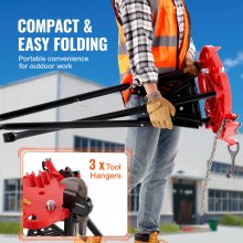 VEVOR Soporte para tuberías con trípode para tubos 3,2 a 152 mm patas de acero plegables soportes para tubos con bandeja tornillo de banco con cadena para una variedad de materiales de tuberías