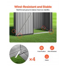 VEVOR Cobertizo Metálico para Herramientas, Caseta de Almacenamiento Exterior 1533 x 876 x 1815 mm con Puerta con Cerradura y 2 Ranuras de Ventilación, para Guardar Herramientas, Bicicletas, Gris