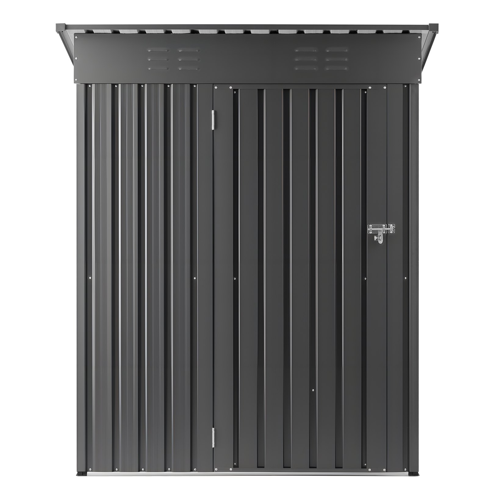 VEVOR Cobertizo Metálico para Herramientas, Caseta de Almacenamiento Exterior 1533 x 876 x 1815 mm con Puerta con Cerradura y 2 Ranuras de Ventilación, para Guardar Herramientas, Bicicletas, Gris