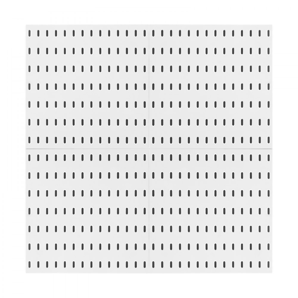VEVOR Kit de Combinación de Tablero Perforado de Plástico de 280 x 280 x 12 mm 4 Paneles, Kit Organizador de Pared con Accesorios, Para Sala de Estar, Almacenamiento de Herramientas, Oficina, Blanco