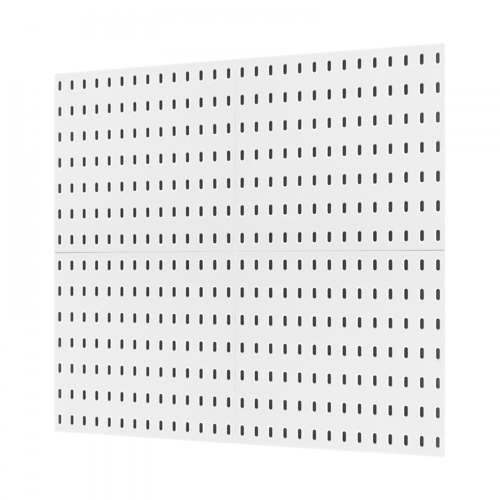 VEVOR Kit de Combinación de Tablero Perforado de Plástico de 280 x 280 x 12 mm 4 Paneles, Kit Organizador de Pared con Accesorios, Para Sala de Estar, Almacenamiento de Herramientas, Oficina, Blanco