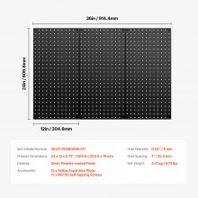 VEVOR Paneles Perforados de Metal de 609,6 x 304,8 x 19 mm 3 Paneles, Negro