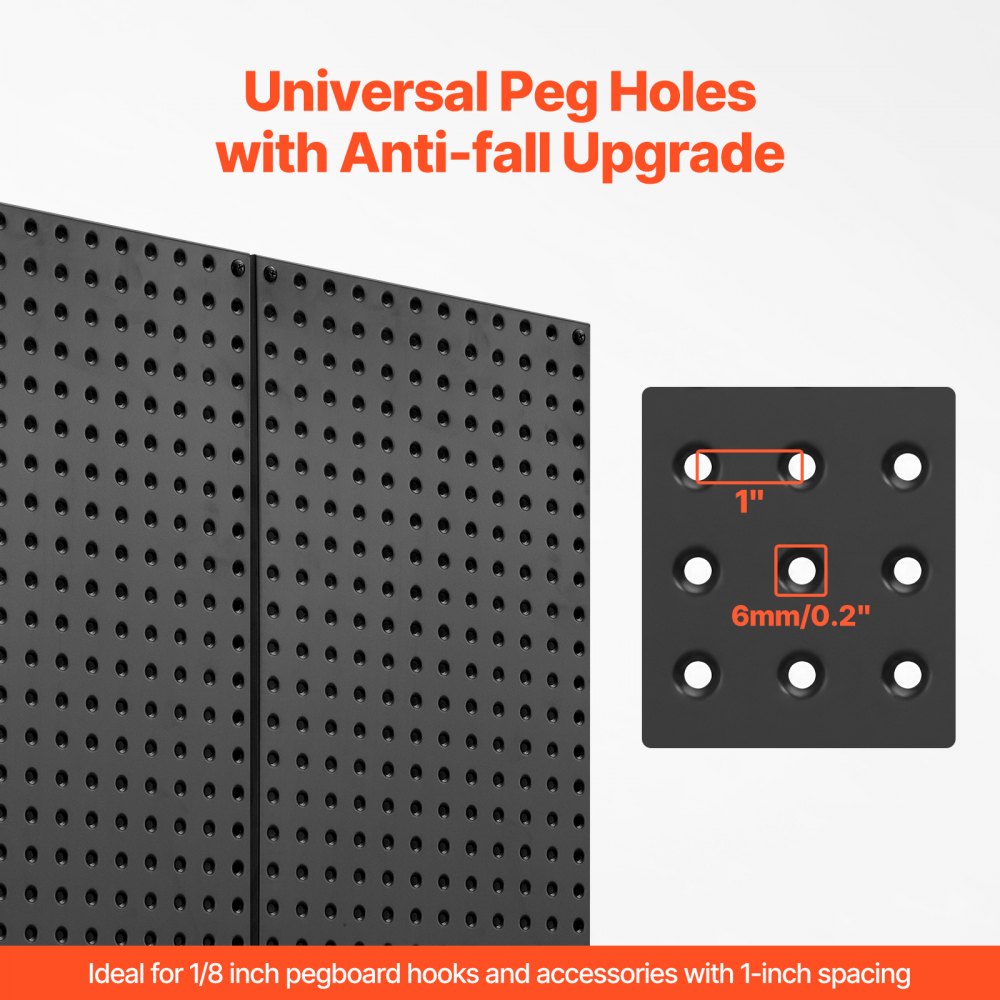 VEVOR Paneles Perforados de Metal de 609,6 x 304,8 x 19 mm 4 Paneles, Organizador de Pared de Acero Resistente, para Sala de Estar, Almacenamiento de Herramientas, Sala de Manualidades, Negro