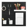 VEVOR Kit de Combinación de Tablero Perforado de Plástico de 280 x 280 x 12 mm 4 Paneles, Kit Organizador de Pared con Accesorios, Para Sala de Estar, Almacenamiento de Herramientas, Oficina, Negro