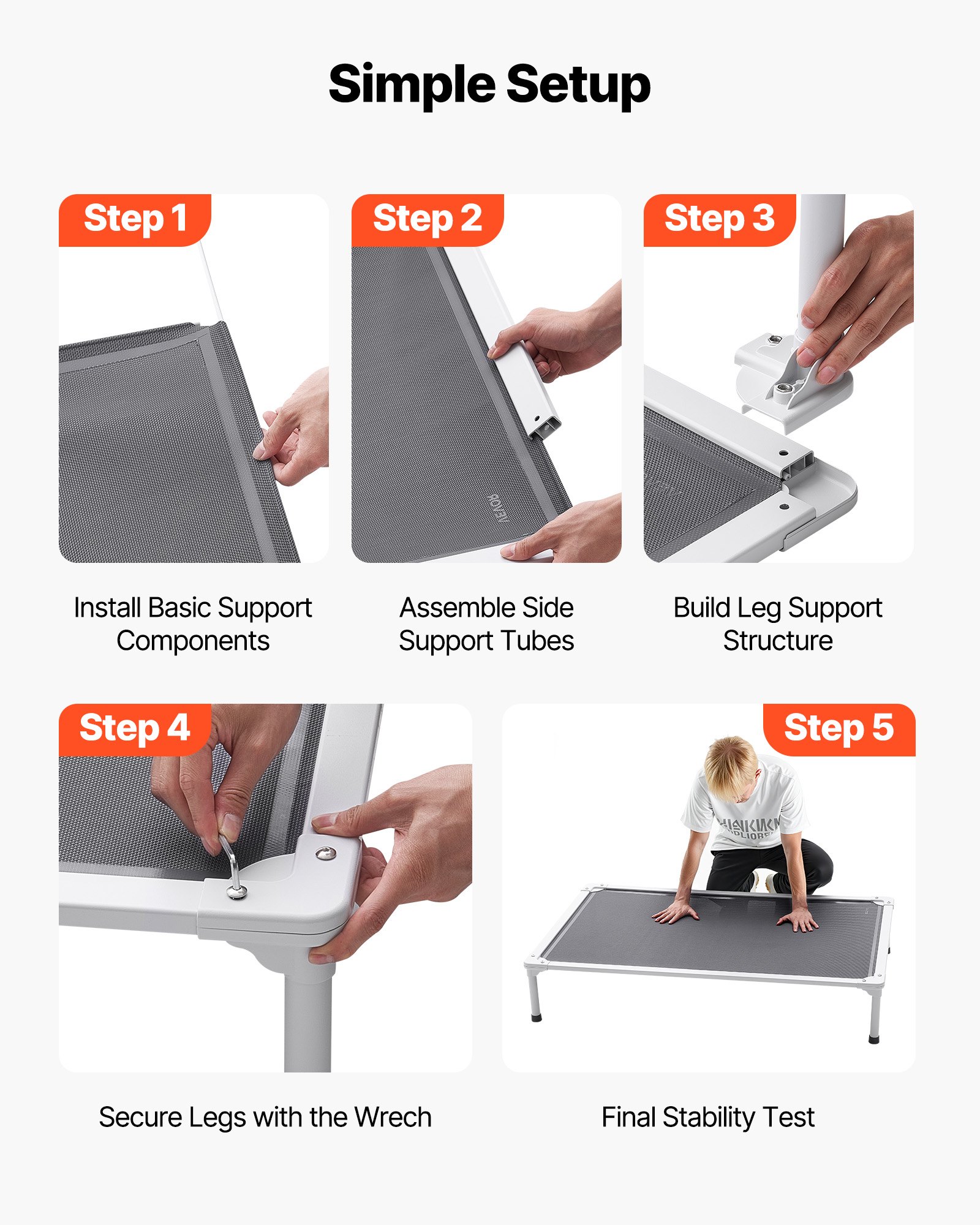 VEVOR Cama Elevada para Perros 1065 x 760 x 180 mm Estructura de Metal Malla Transpirable Cama para Mascotas Portátil Carga de 40 kg para Mantener Frescas a las Mascotas Interior Exterior, Talla L