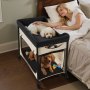 VEVOR Elevated Lounge Pet Bed, Foldable Bunk Dog Bed with 600D Oxford Cloth and Dutch Velvet, Portable Raised Cot with Wheels, Side Storage Bags, and Carry Bag for Cats & Dogs, XL, Beige